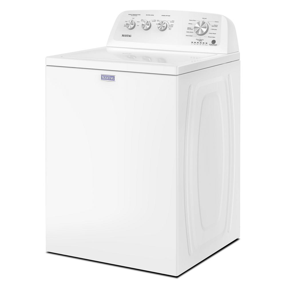 White top load washer with control panel featuring cycle and water level knobs in washers and appliances collection