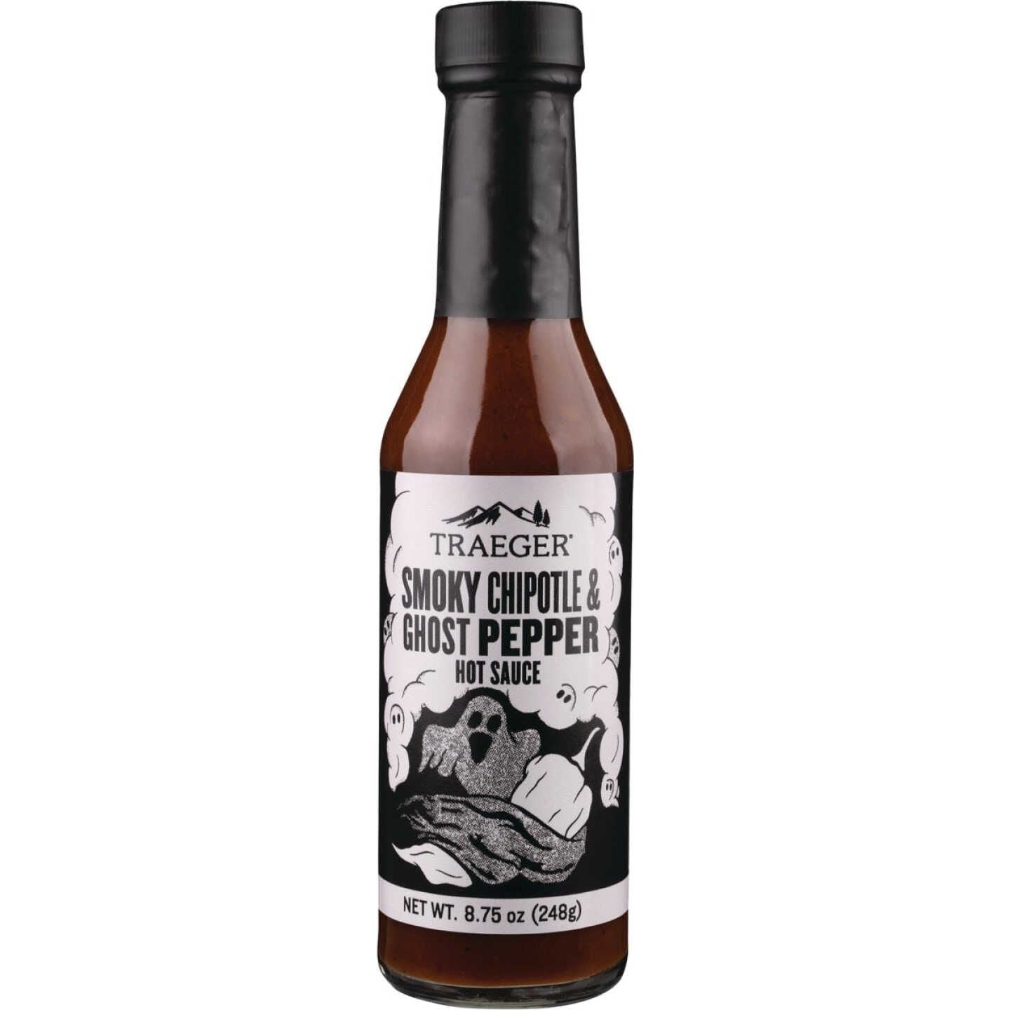 Bottle of smoky chipotle and ghost pepper hot sauce in BBQ Sauces & Rubs and Grilling collections under $50