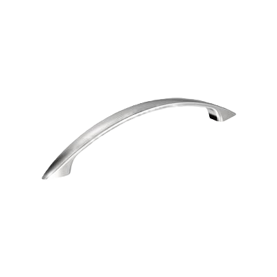 Polished chrome cabinet pull with sleek arc shape for furniture hardware in home improvement collections under $50