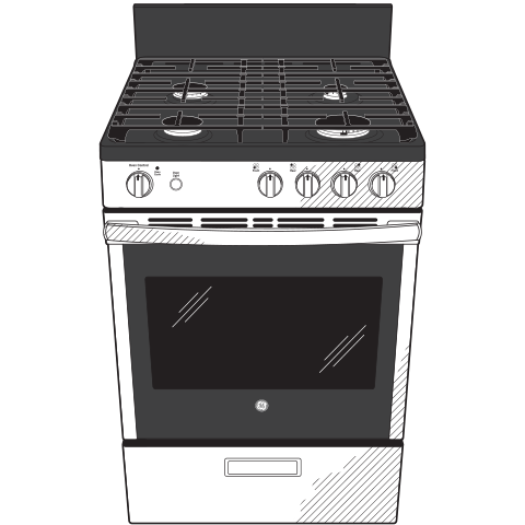 GE® 24"  Steam Clean Free-Standing/Slide-in Gas Range