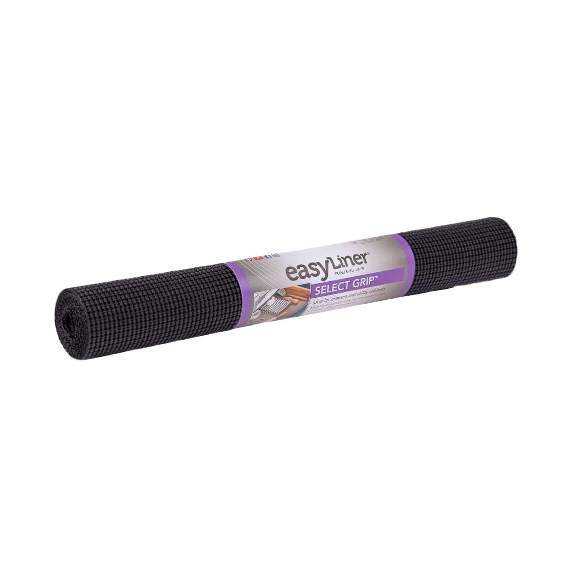 Black non-adhesive shelf liner roll with textured grip surface, suited for kitchen and storage organization under $50 collections