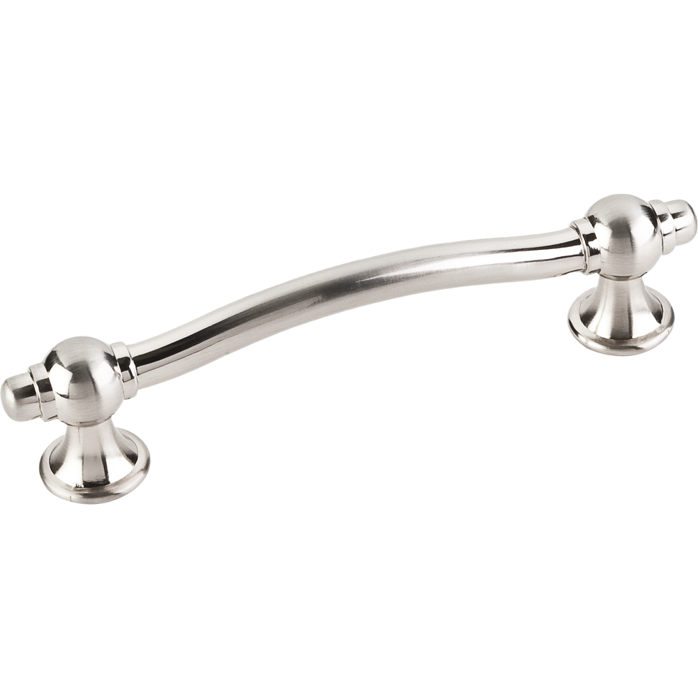 Satin nickel cabinet pull with curved design for furniture accessories in home improvement and hardware collections under $50 category