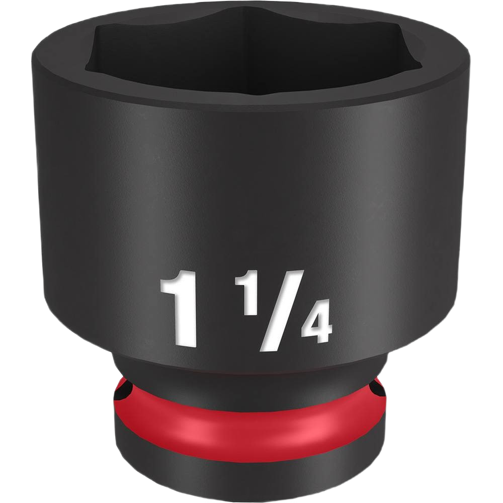 1-1/4 inch impact socket with 6-point hex design, forged steel, part of Milwaukee hand tools and sockets collection