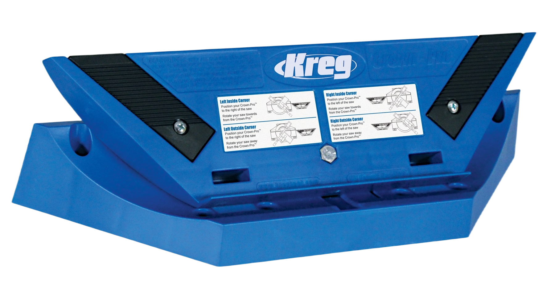 Blue Kreg Crown-Pro tool accessory for precise crown molding installation in saw and power tool collections
