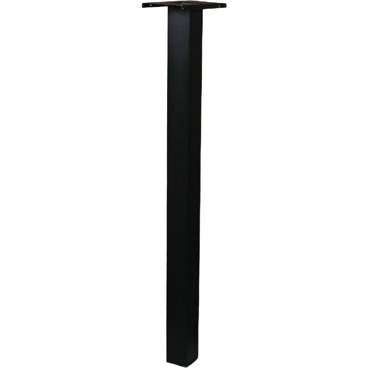 Black aluminum post with mounting plate for durable home improvement and outdoor tool applications