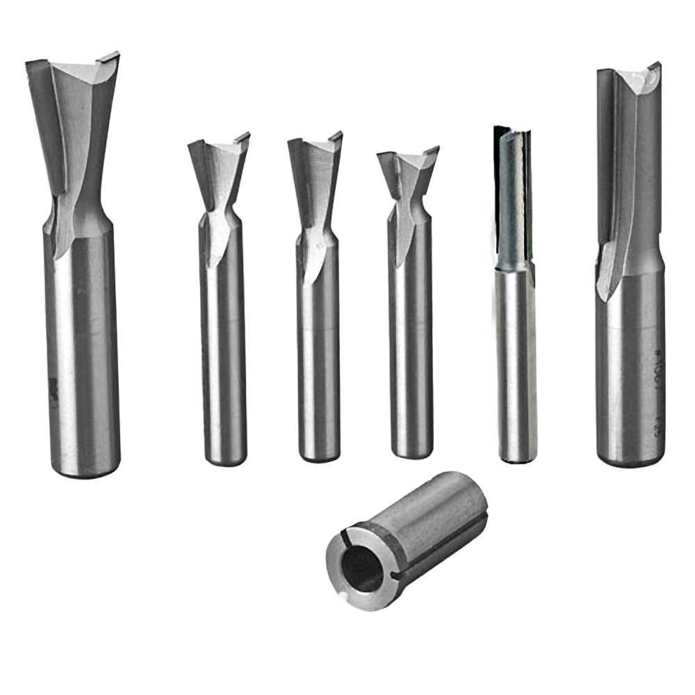 Set of seven 8mm shank router bits for woodworking in tool accessories and router bits collections