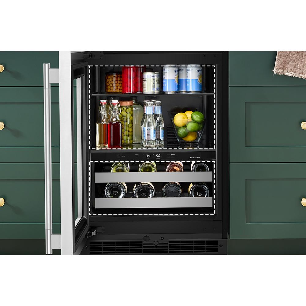 24" Beverage Center with Glass Door and Wood-Front Racks