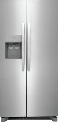 Stainless steel side-by-side refrigerator with water and ice dispenser in kitchen appliances and refrigerators collection