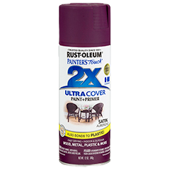 Aubergine satin spray paint and primer can for home improvement in Rust Oleum Spray Paint collection