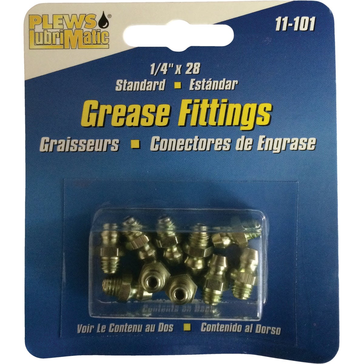 Set of brass grease fittings with 1/4-inch threads for tools and home improvement maintenance tasks