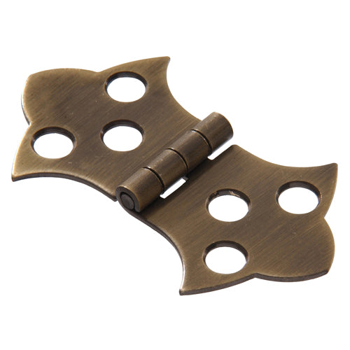 Antique brass-finished solid brass decorative hinge with ornate design for home improvement hardware under $50 collection