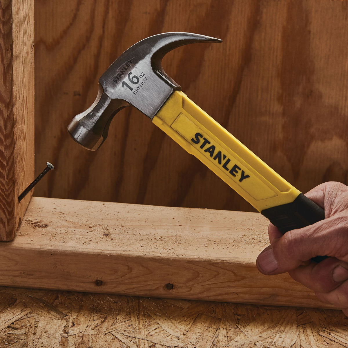 STANLEY 16oz. Smooth-Face Curved Claw Hammer with Fiberglass Handle