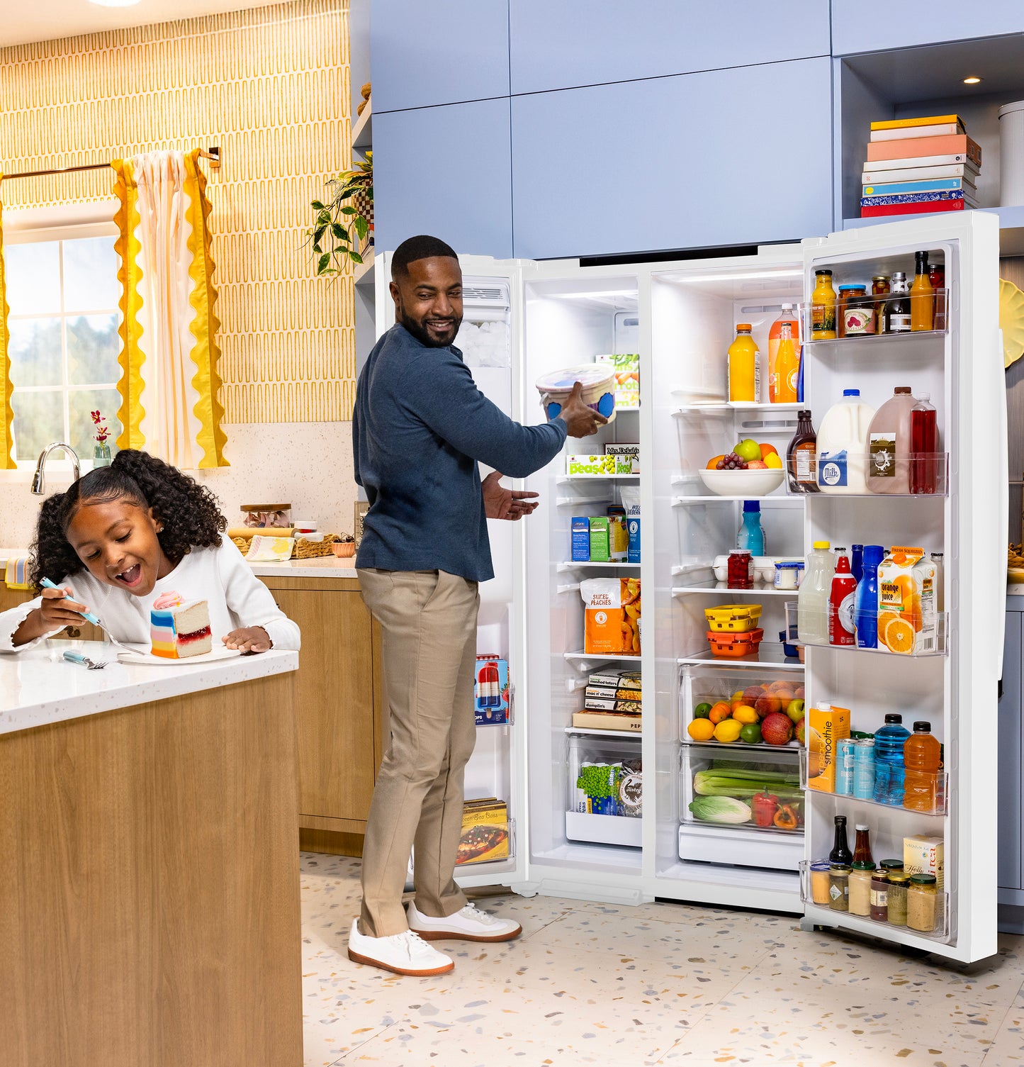 GE® ENERGY STAR® 23.6 Cu. Ft. Counter-Depth Side-By-Side Refrigerator with Extra Tall Dispenser and In-Door Icemaker