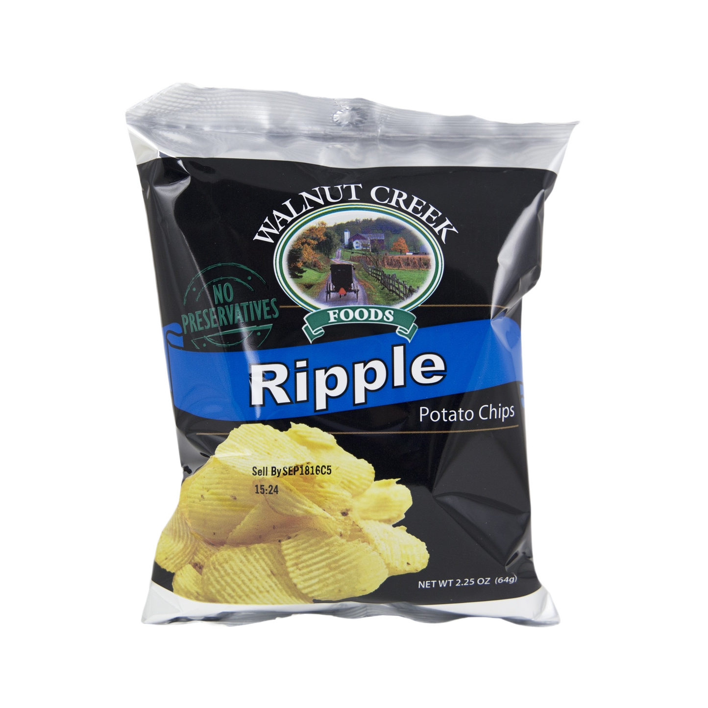 Bag of ripple potato chips with black and blue packaging in Chips & Snacks and Food & Beverage collections under $50