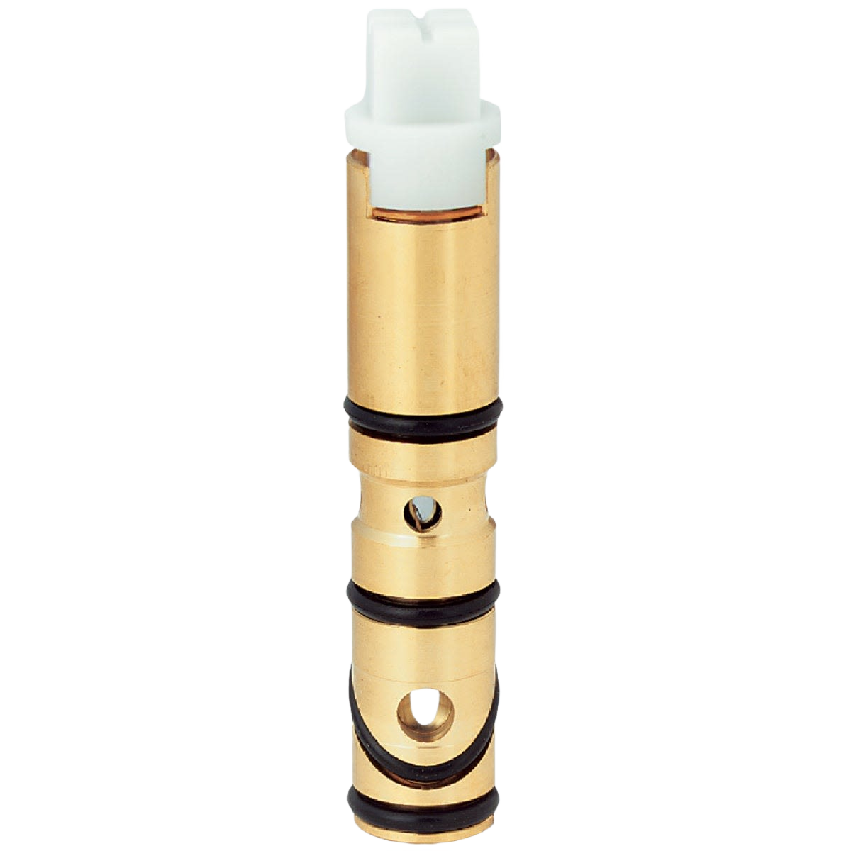 Brass faucet cartridge with black rubber seals for plumbing repair and faucet parts under $50 collection