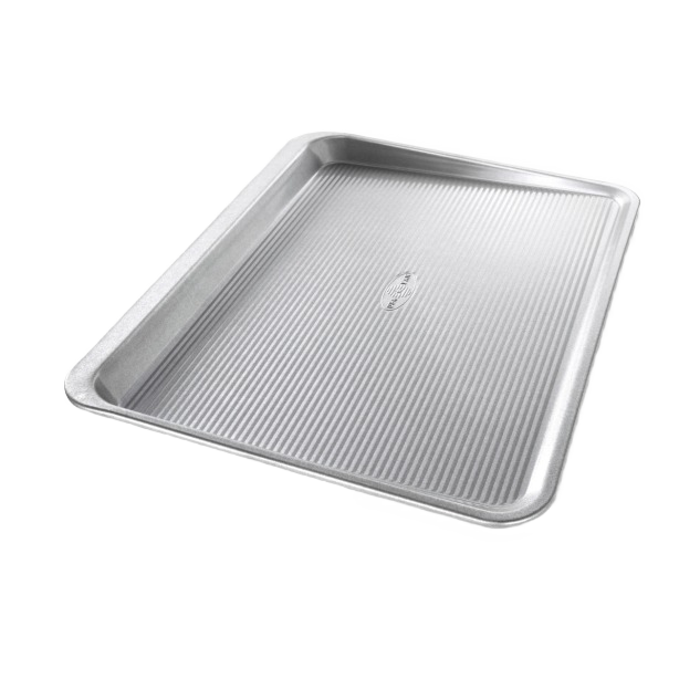 Silver non-stick USA PAN cookie tray pan with raised edges for kitchenware and bakeware under $50 collections