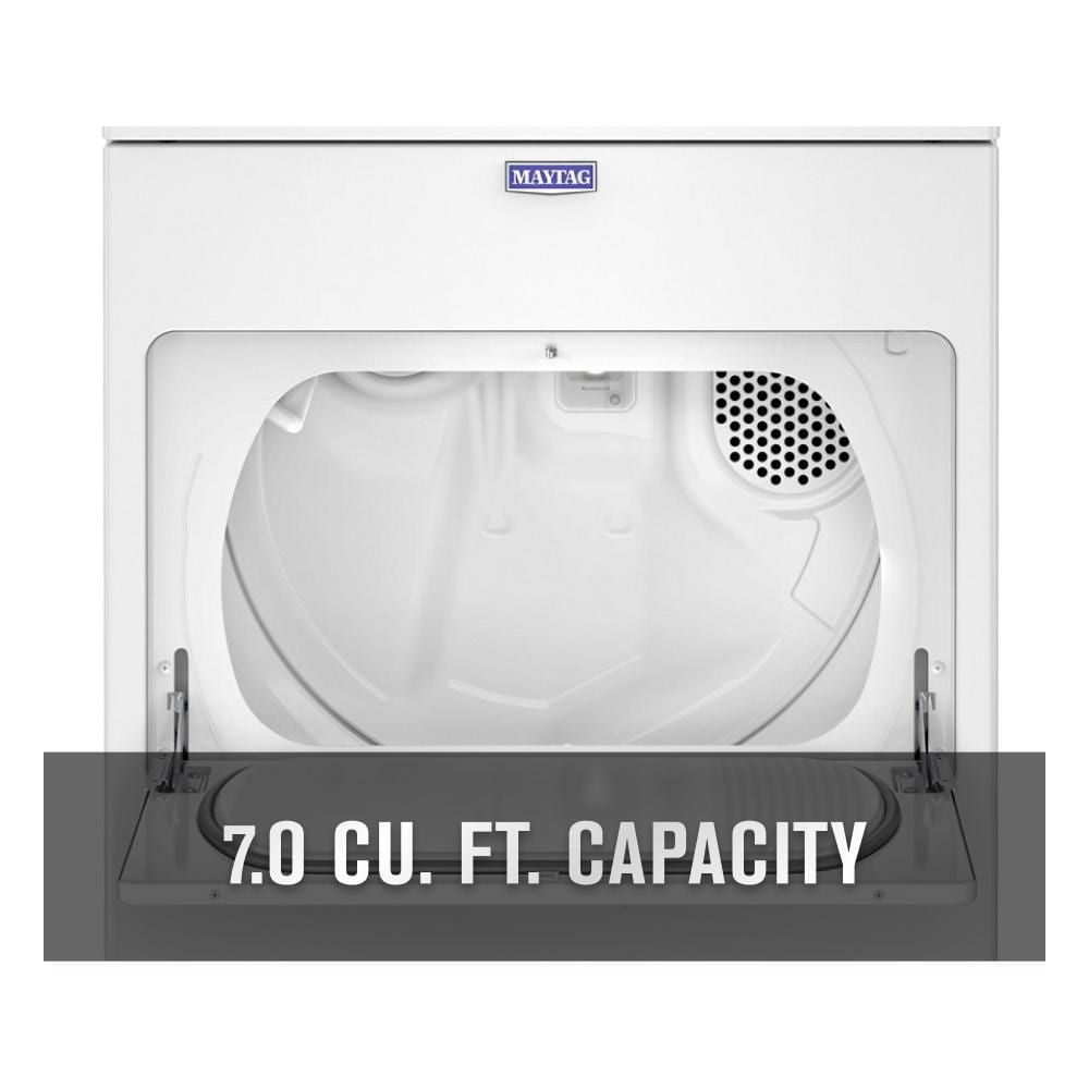 Interior view of white top load electric dryer drum highlighting spacious 7.0 cu. ft. capacity in appliances collection