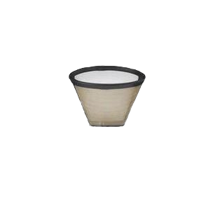 Cone-shaped gold tone reusable coffee filter designed for 10 to 14-cup brewers in kitchen gadgets collections