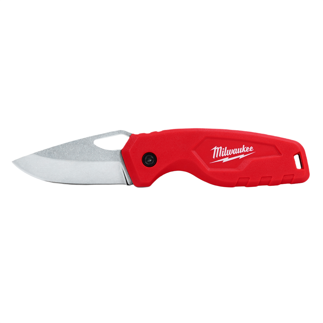 Compact folding knife with a stainless steel blade and red ergonomic handle for precise cutting tasks in home improvement