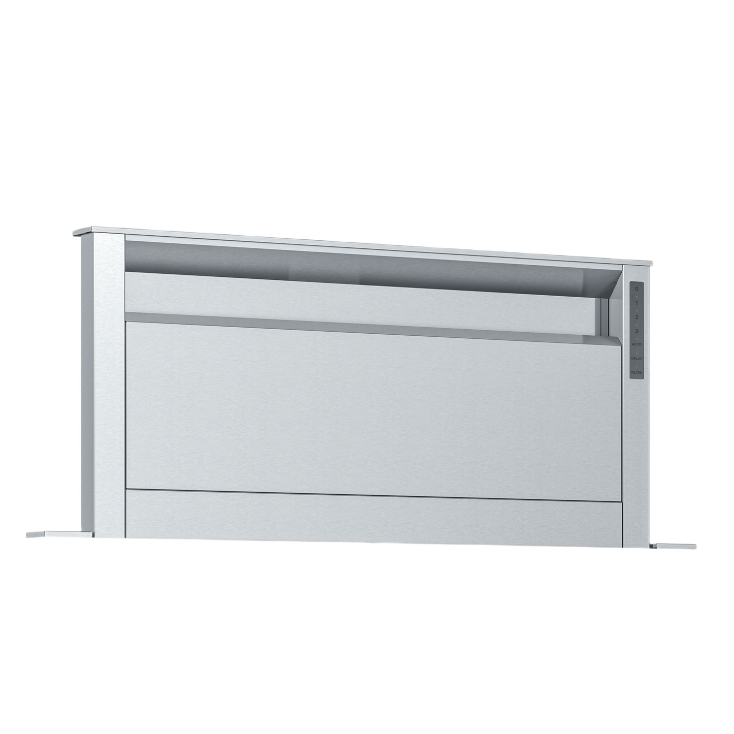 Stainless steel downdraft vent with sleek design for kitchen and home improvement in Thermador range hood collection