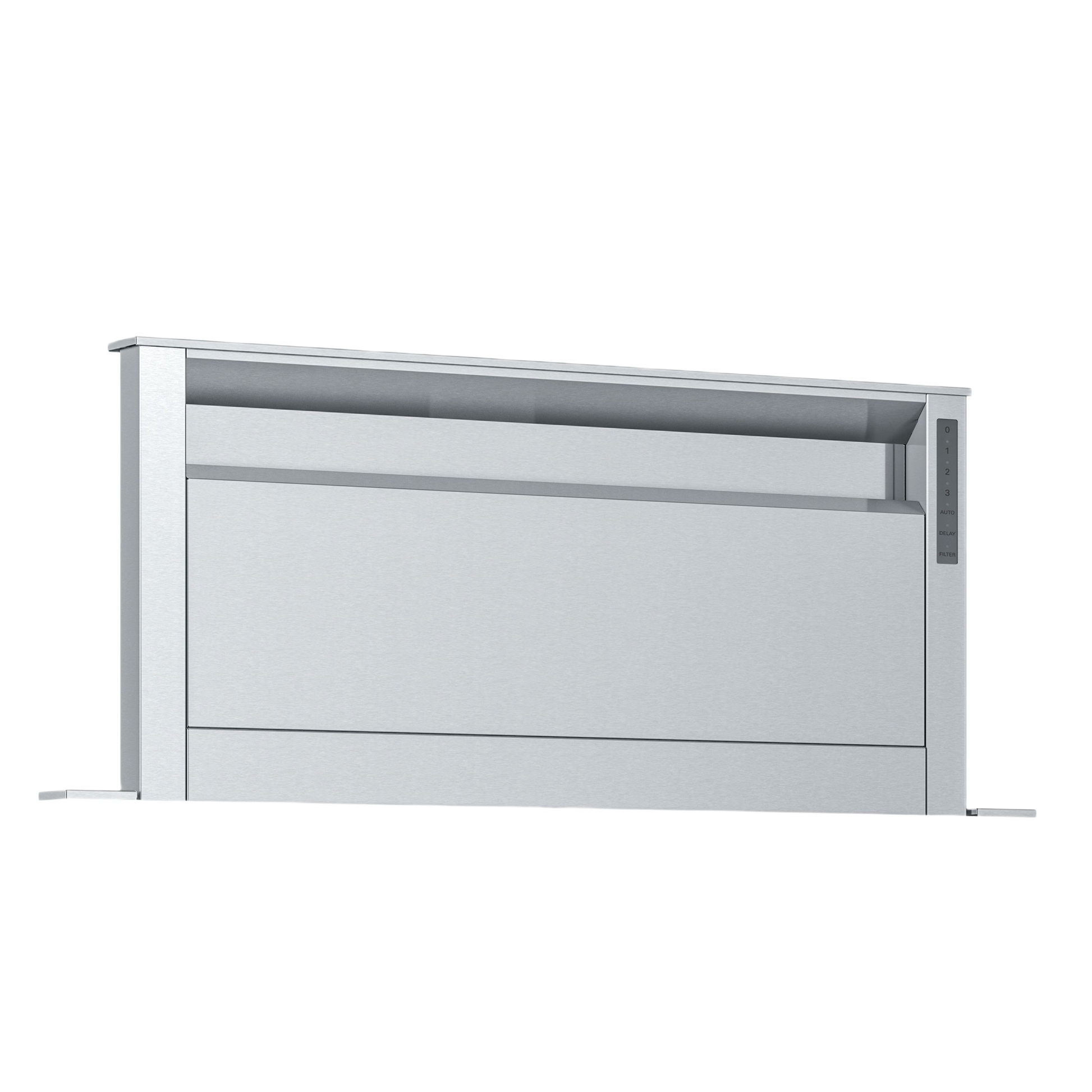 Stainless steel downdraft vent with sleek design for kitchen and home improvement in Thermador range hood collection