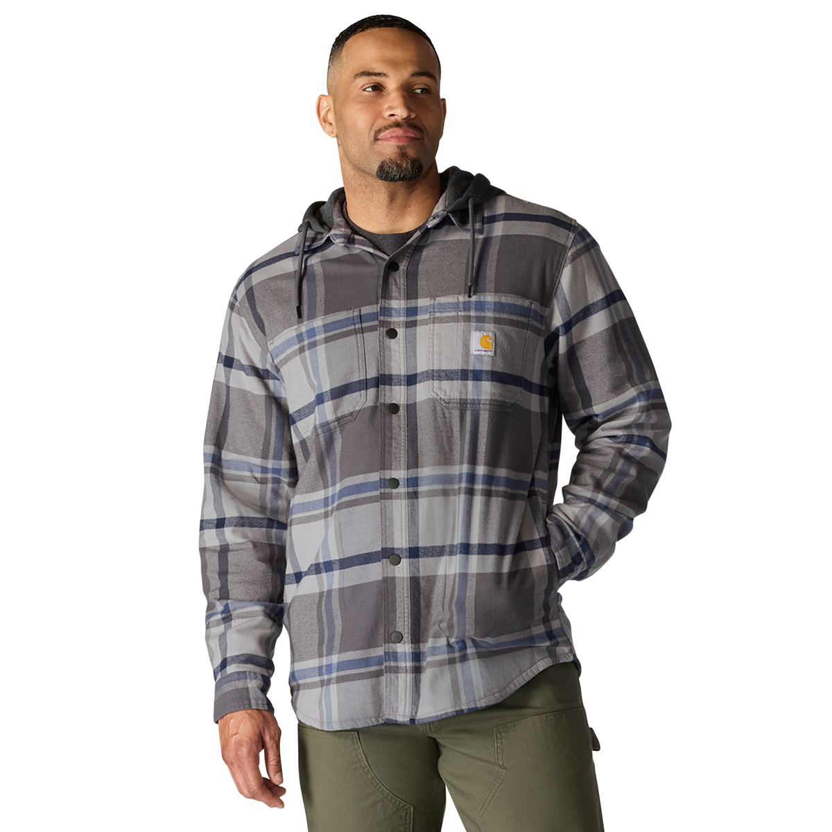 Carhartt Hamilton Relaxed Plaid Shirt Jac - Gravel, 3XL