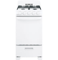 Front view of white free-standing gas range with sealed burners and front control knobs from Gas Ranges collection at Hartville Hardware