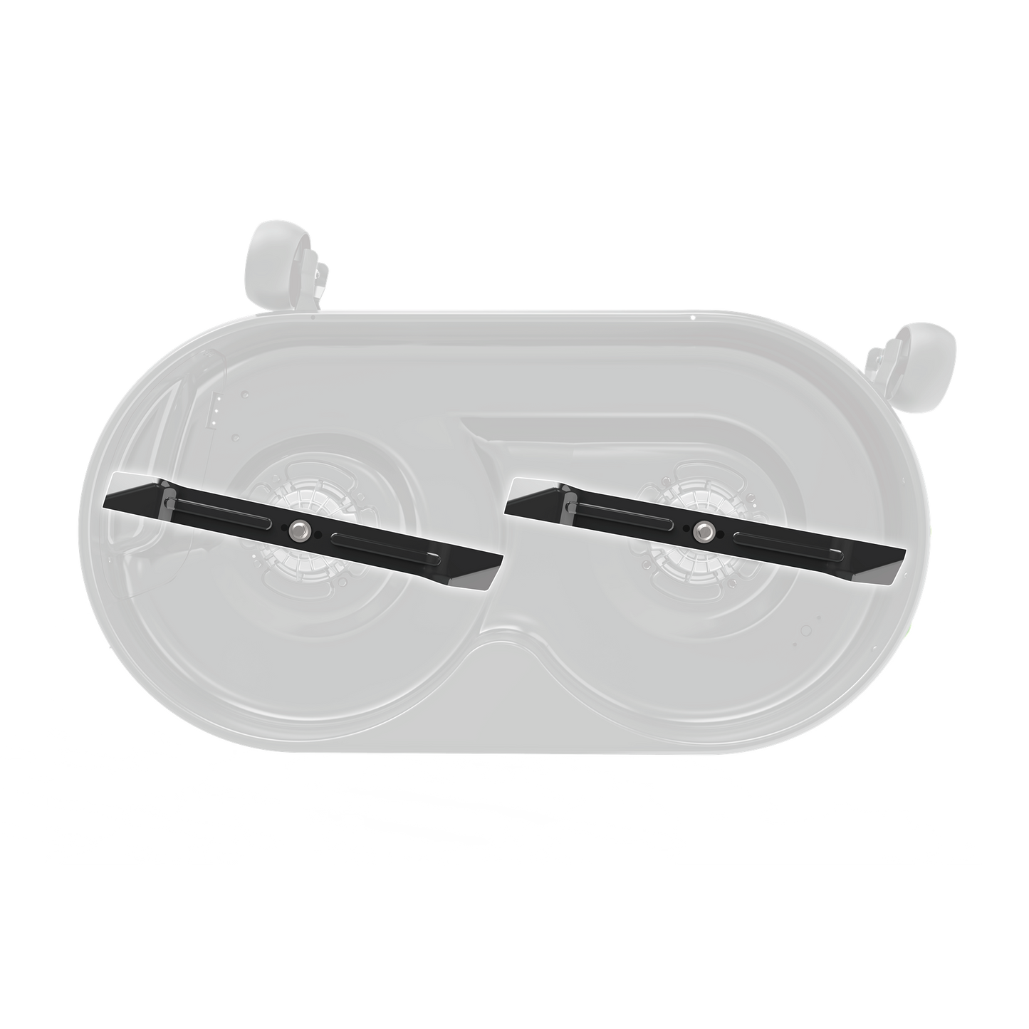 Two black high-lift mower blades with mounting holes for riding mower parts in under $100 tools category