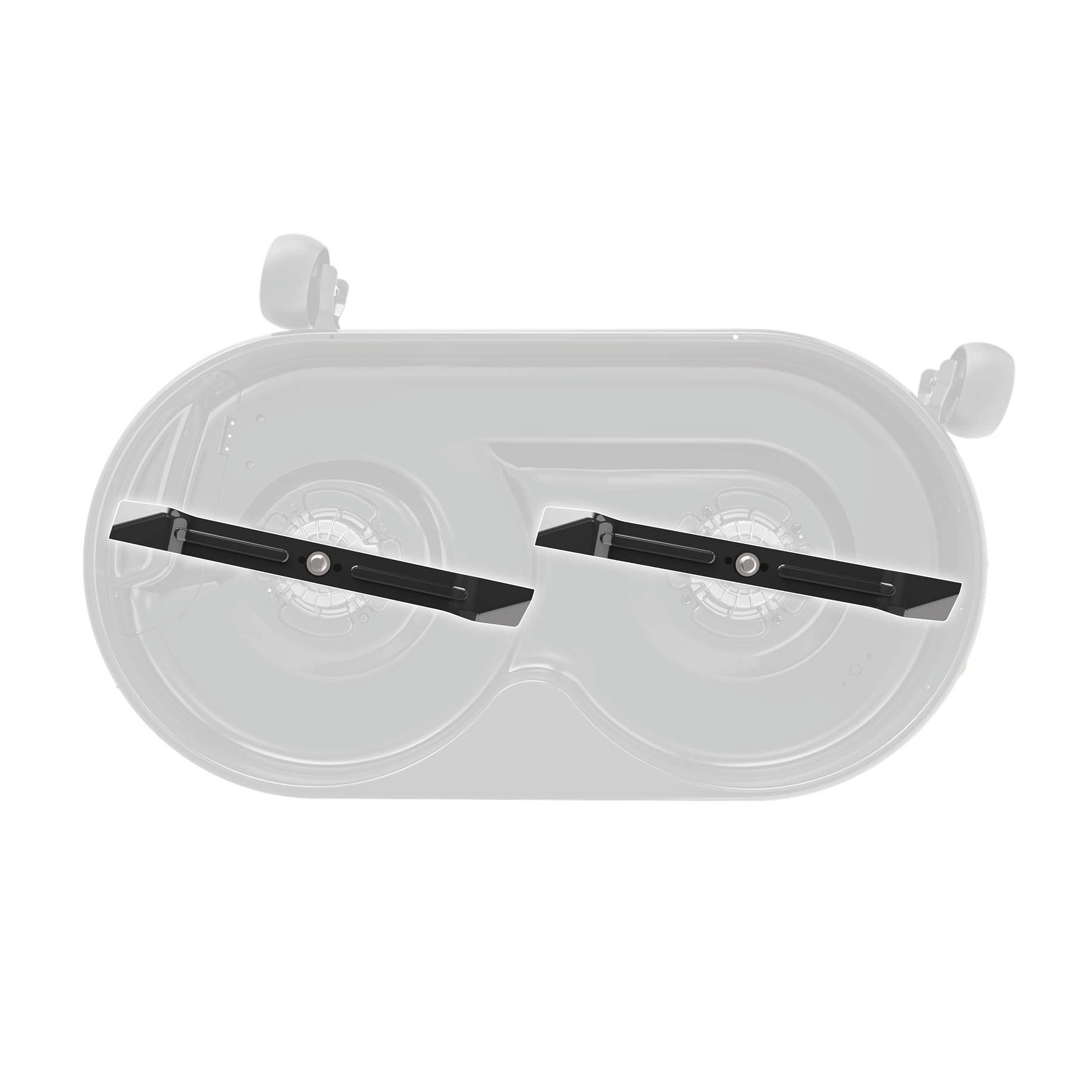 Two black high-lift mower blades with mounting holes for riding mower parts in under $100 tools category