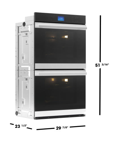 Built-in electric double wall oven with true convection and digital control panel in modern kitchen appliances collection