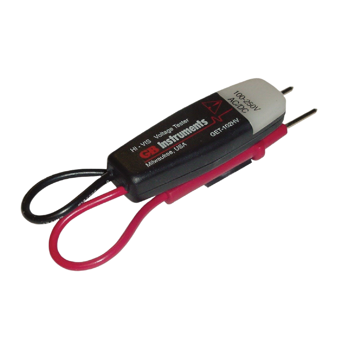 Compact 2-probe voltage tester with black and red leads for electrical testing in tools and home improvement projects