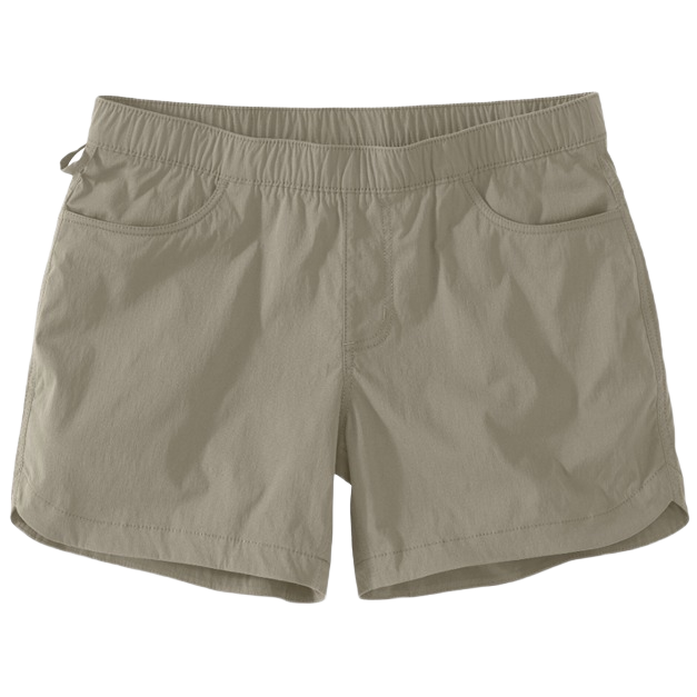 Women's relaxed fit ripstop work shorts in tan with five pockets for durable casual and work wear clothing collections