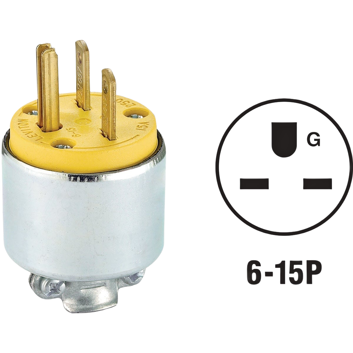 Yellow and metal 15 amp 250V 3-wire armored cord plug for electrical and home improvement use under $50