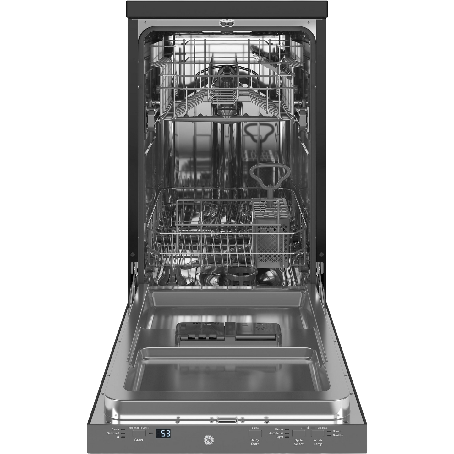 GE® ENERGY STAR® 18" Stainless Steel Interior Portable Dishwasher with Sanitize Cycle