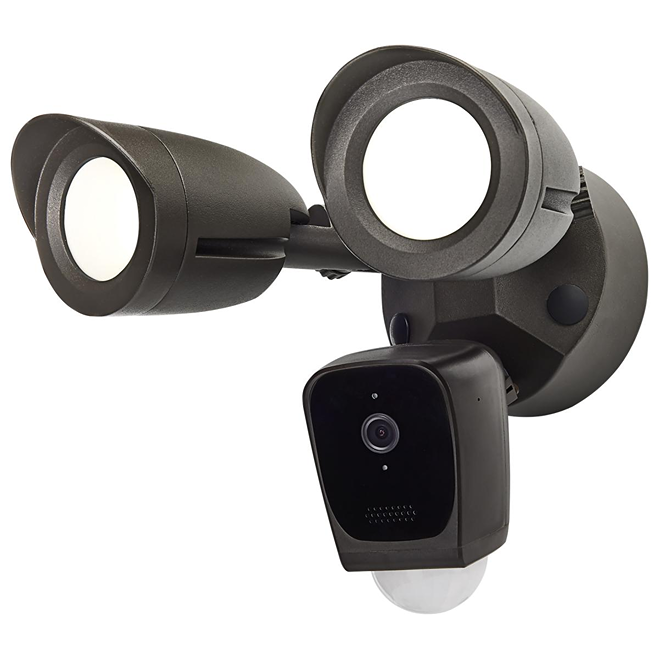Brown outdoor security light fixture with built-in camera and motion sensor for smart home and safety lighting collections