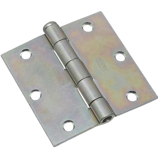Square zinc-plated steel door hinge with multiple mounting holes for durable home improvement projects
