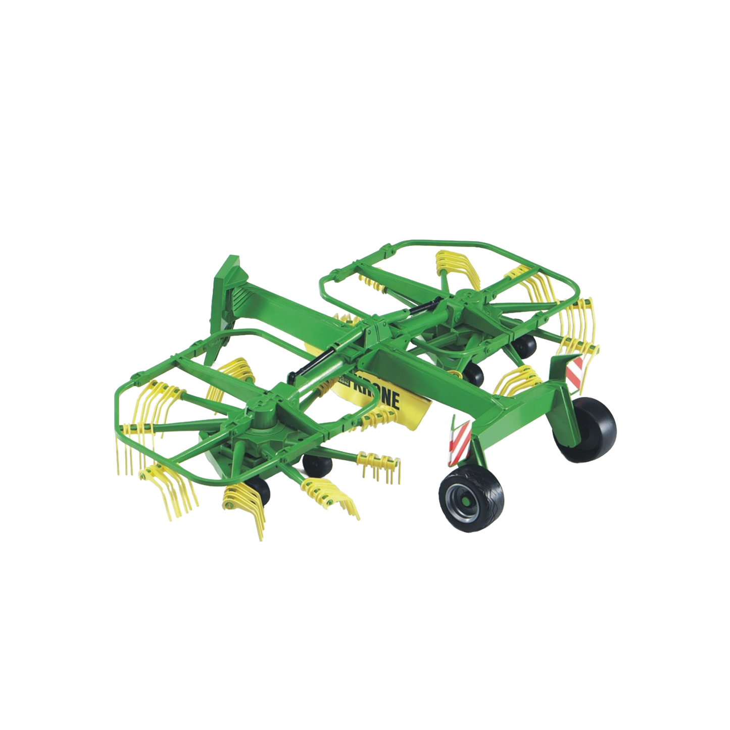 Green and yellow Bruder Krone dual rotary swath windrower model toy with folding cantilever arms in Toys & Games collection under $100