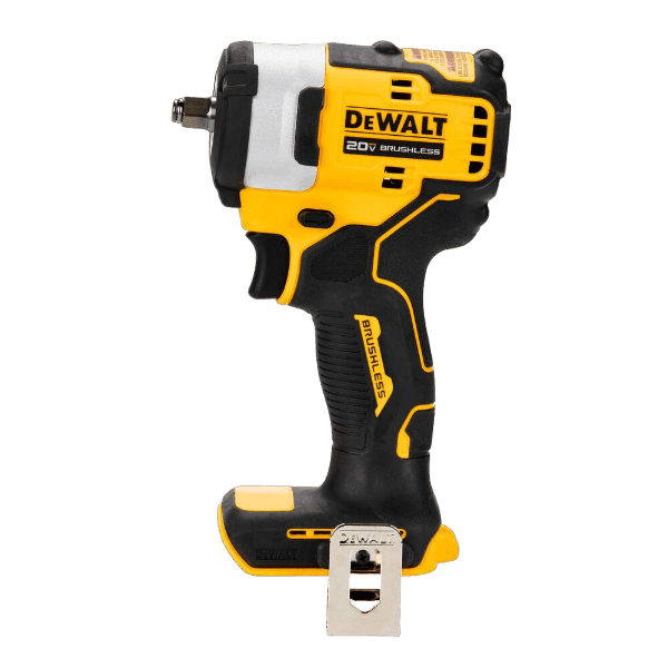 Cordless 3/8-inch impact wrench with brushless motor and ergonomic black and yellow design for tools and home improvement