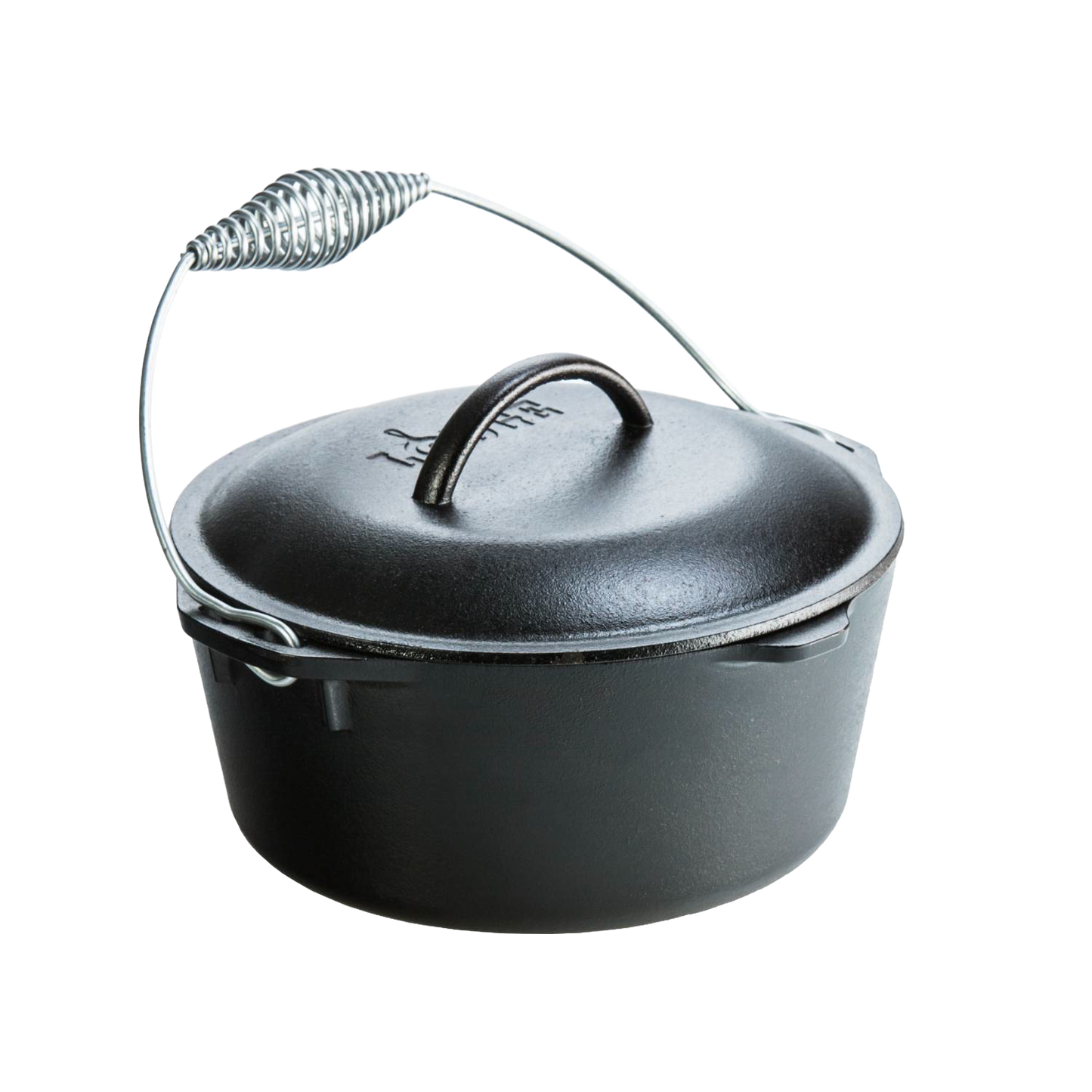 Black cast iron Dutch oven with loop handle lid and coil bail handle from kitchenware under $100 collection