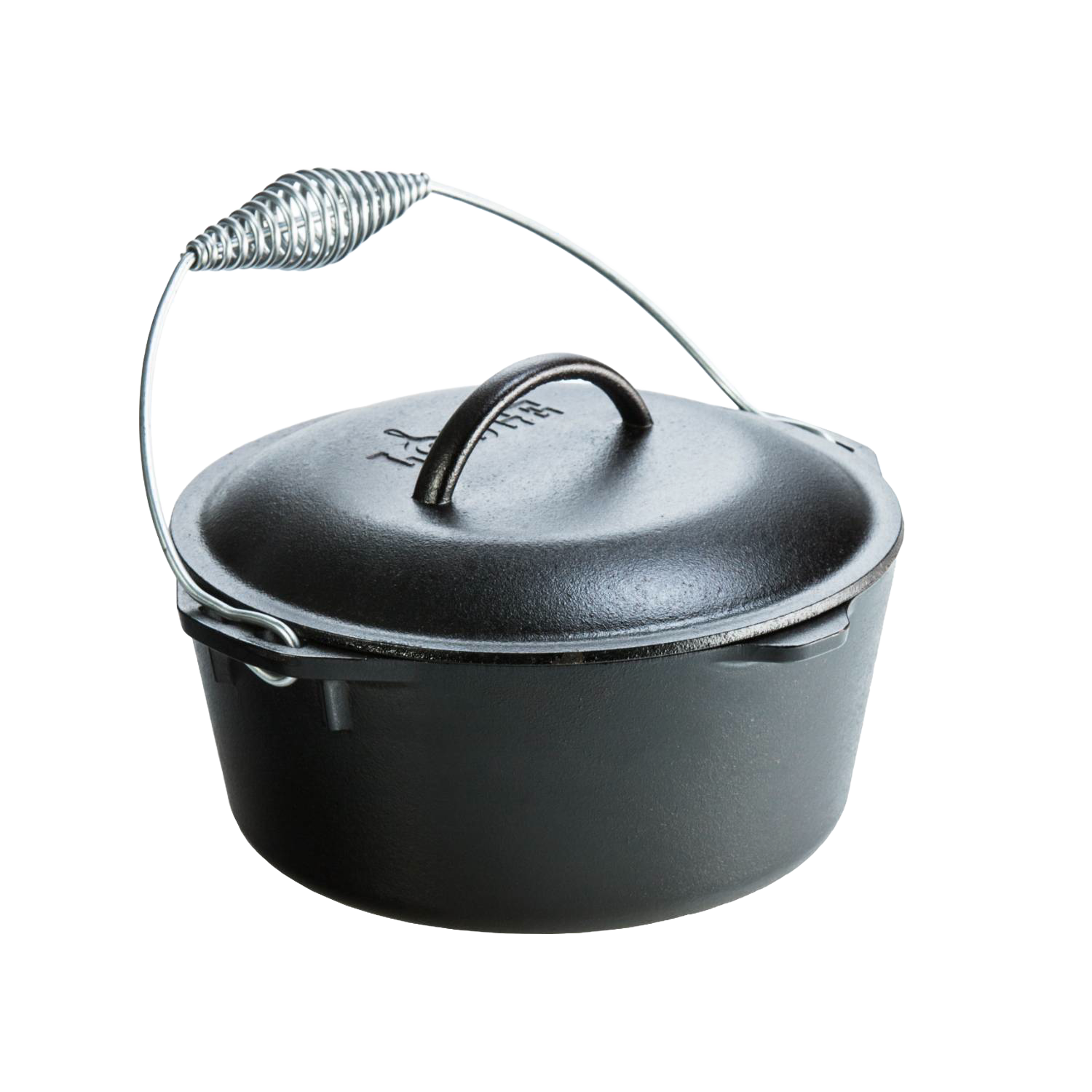 Black cast iron Dutch oven with loop handle lid and coil bail handle from kitchenware under $100 collection
