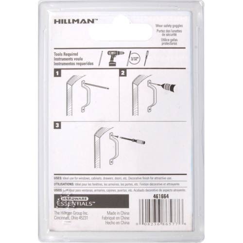Packaging for white utility door pull with installation instructions for hardware and home improvement tools under $50 collection