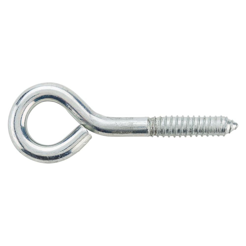Zinc-plated lag screw eye with threaded shank for secure fastening in hardware and home improvement tools under $50