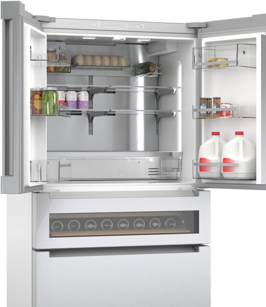 800 Series, French Door Bottom Mount Refrigerator, Glass door, 36'', Stainless Steel