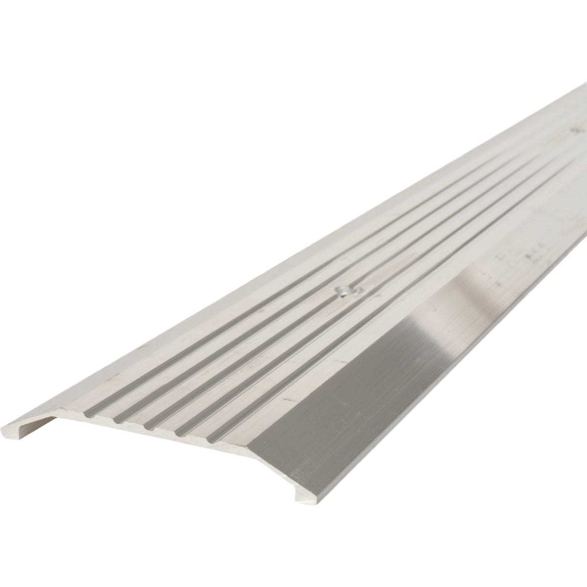 Silver aluminum commercial saddle threshold with ridged surface for door sealing in hardware and home improvement collections