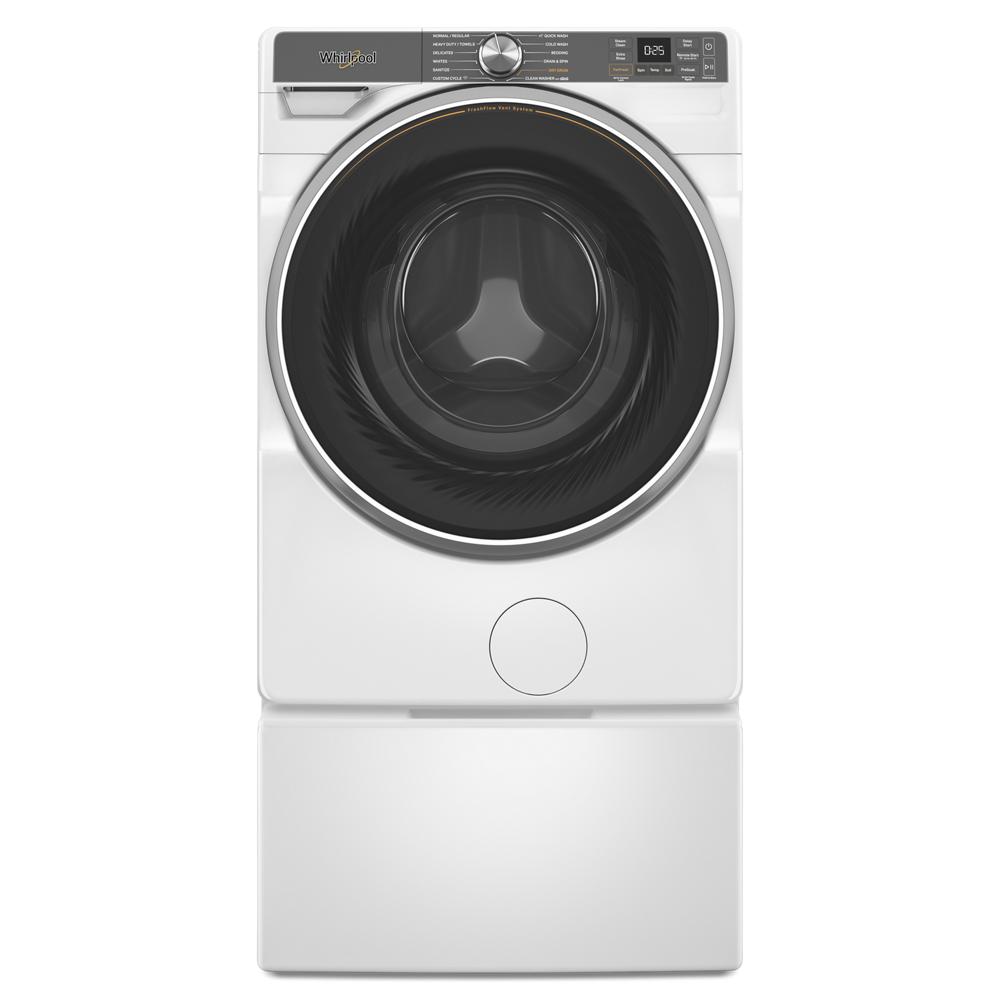 White smart front load washer with large capacity and digital control panel in Washers & Dryers collection