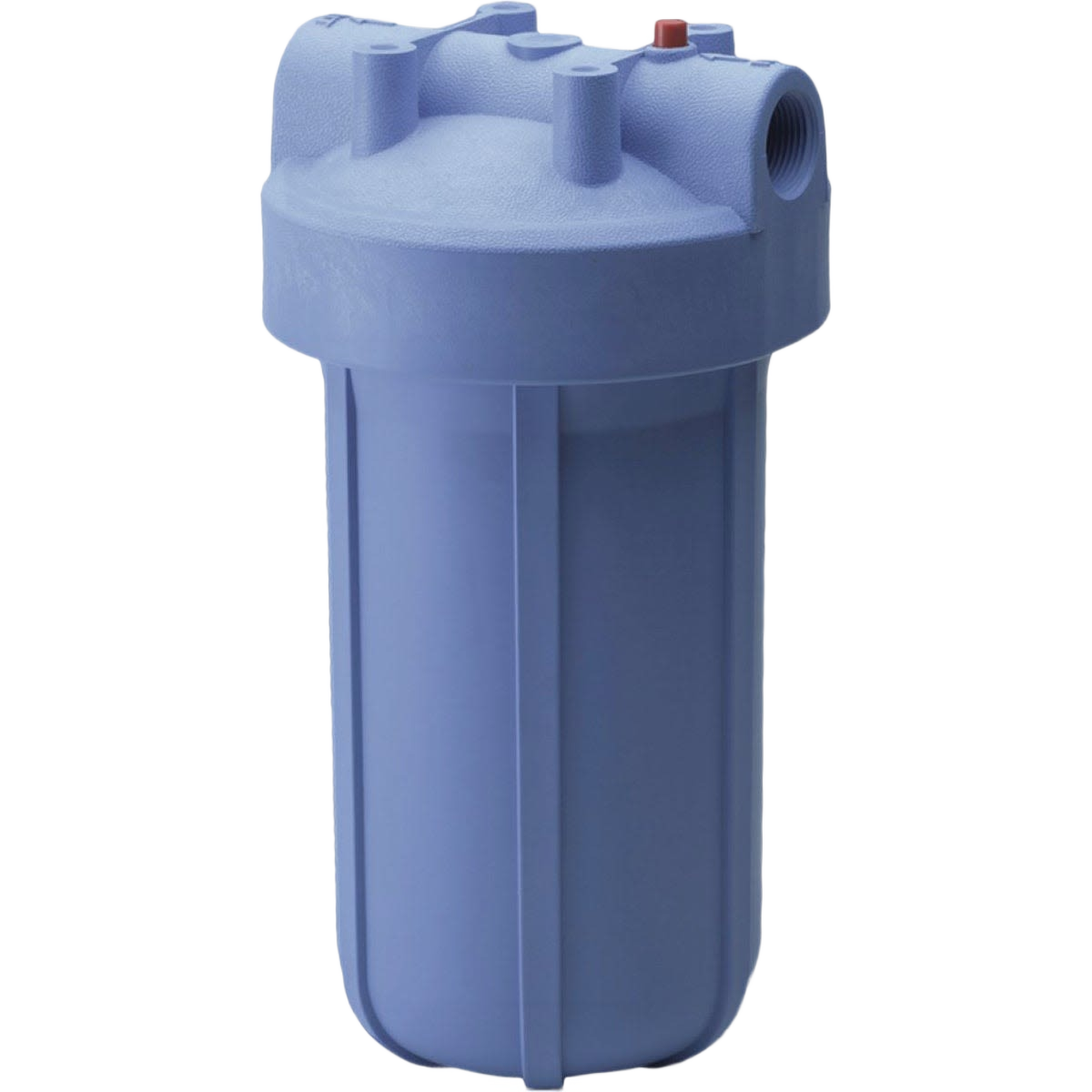 Blue heavy-duty water filtration housing designed for residential and home improvement plumbing systems