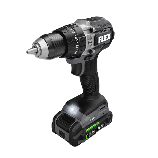 Cordless 24V 1/2 inch 2-speed hammer drill with LED light, ergonomic grip, and durable build for home improvement tasks