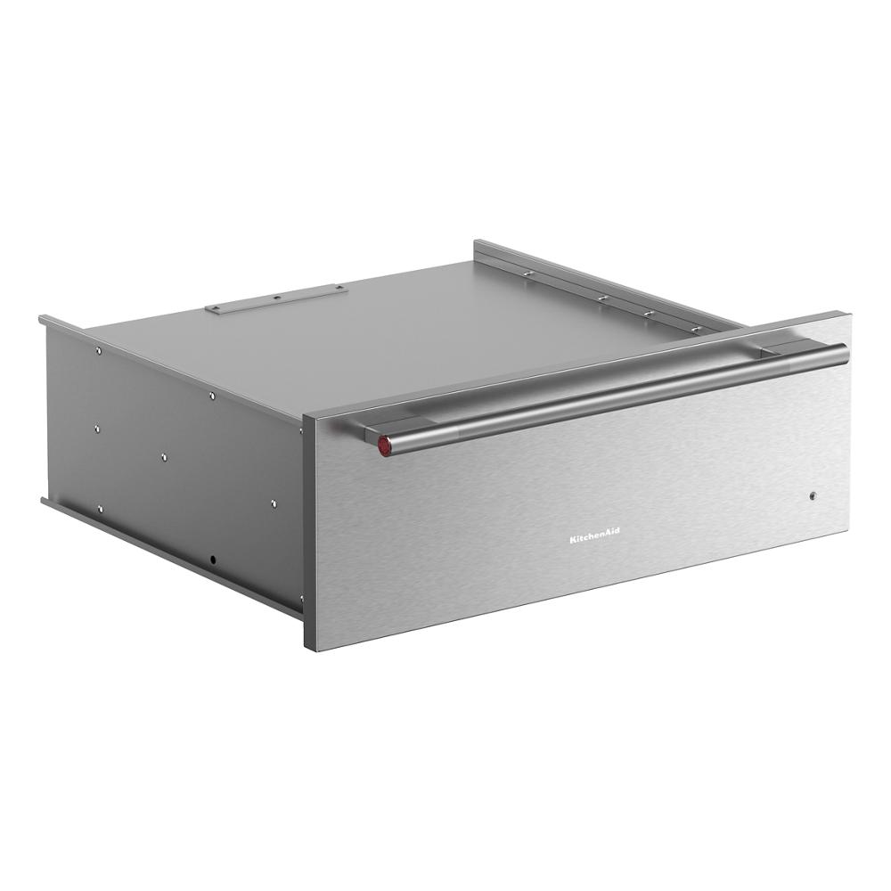 27-inch stainless steel warming drawer with brushed handle designed for KitchenAid wall ovens in Appliances collection