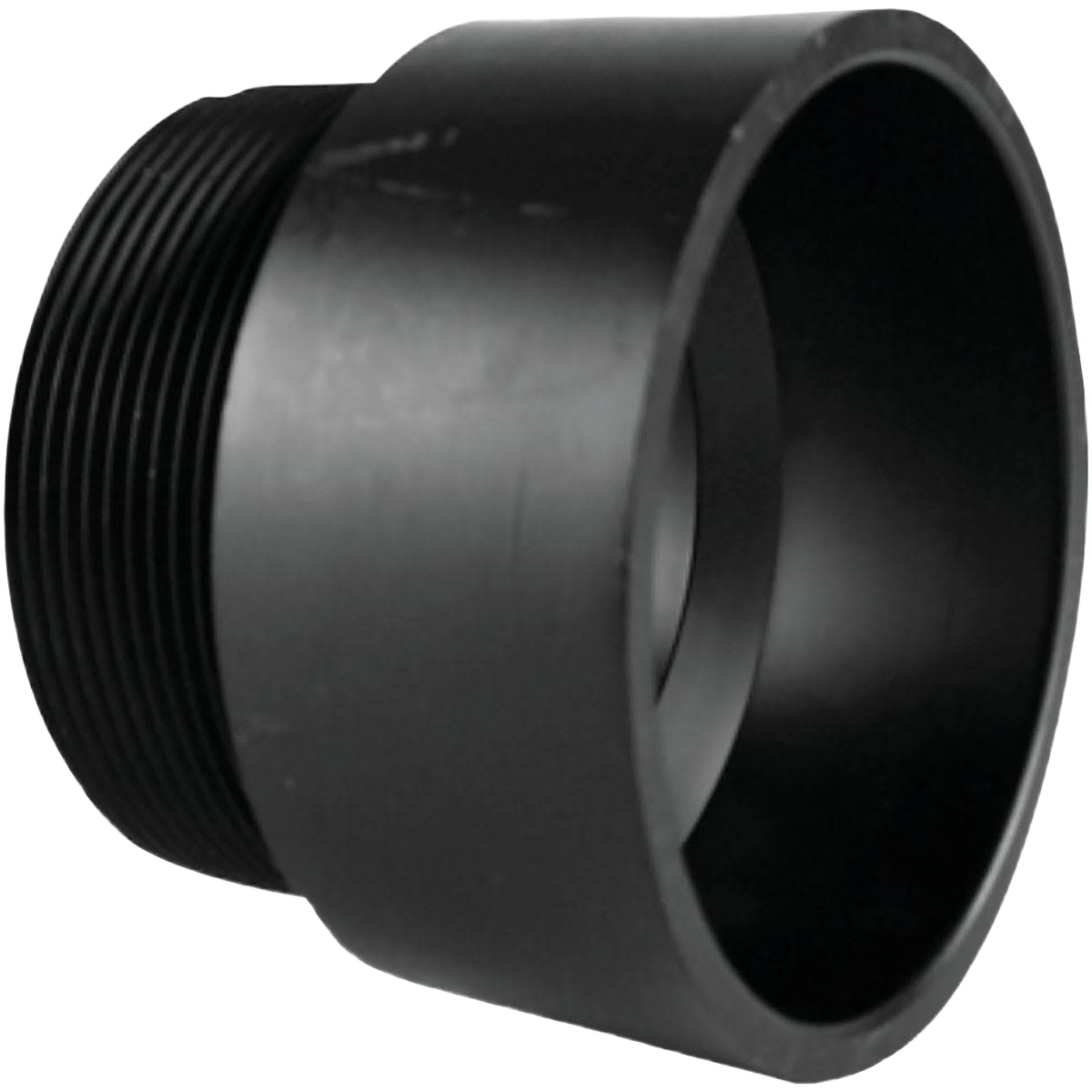 Black ABS plastic piping adapter with hub and male threaded end for plumbing and Pipes & Fittings collections under $50