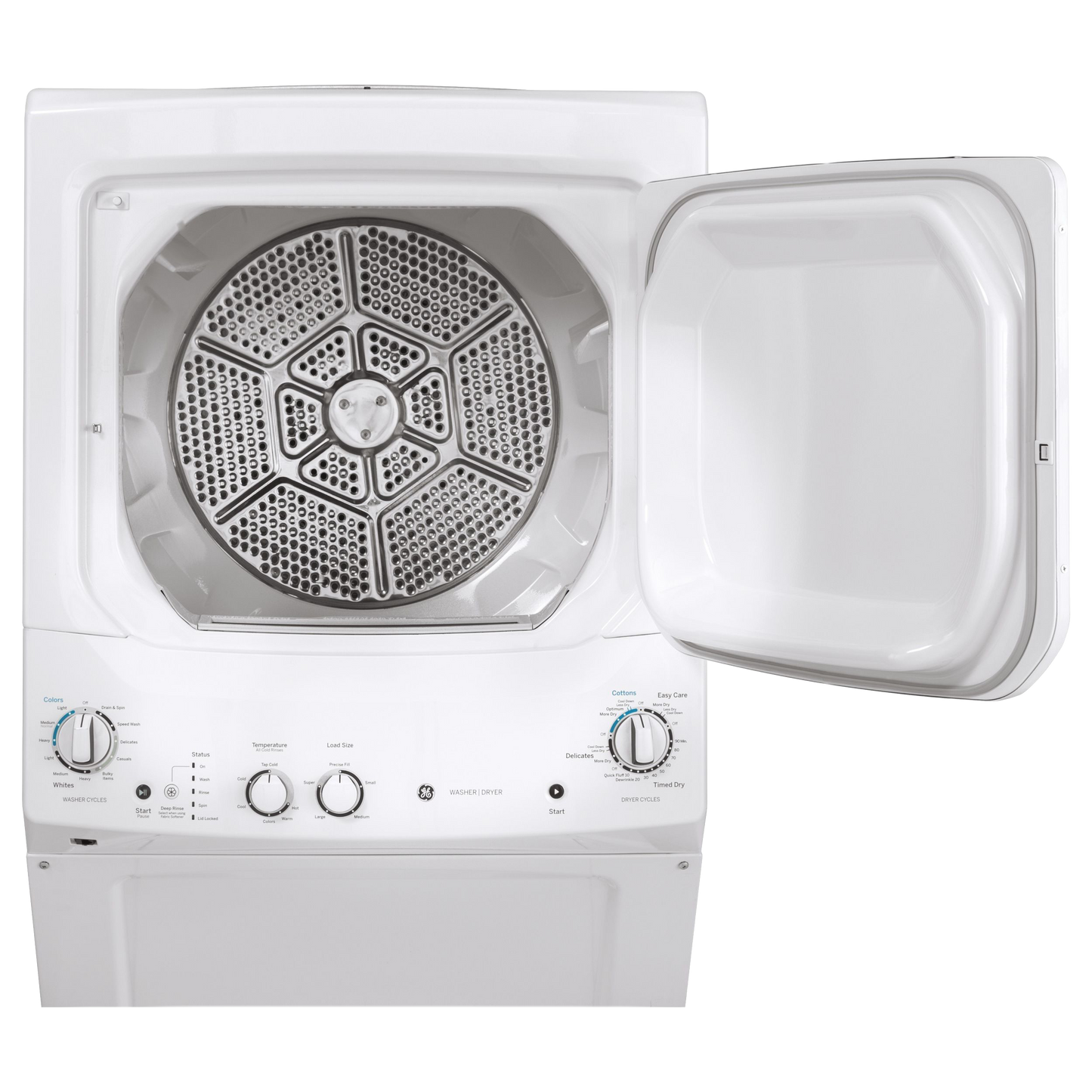 GE Unitized Spacemaker® 3.8 cu. ft. Capacity Washer with Stainless Steel Basket and 5.9 cu. ft. Capacity Gas Dryer